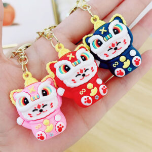 China-Chic Lion Awakening Lucky Cat Key Chain