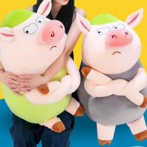 Cute Pulling Pig Green Fur Angry Pig Plush Toy